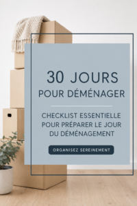 Femme préparant des cartons pour son déménagement avec une checklist en main.
