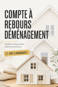 Femme préparant des cartons pour un déménagement, checklist en main, avec une ambiance chaleureuse.