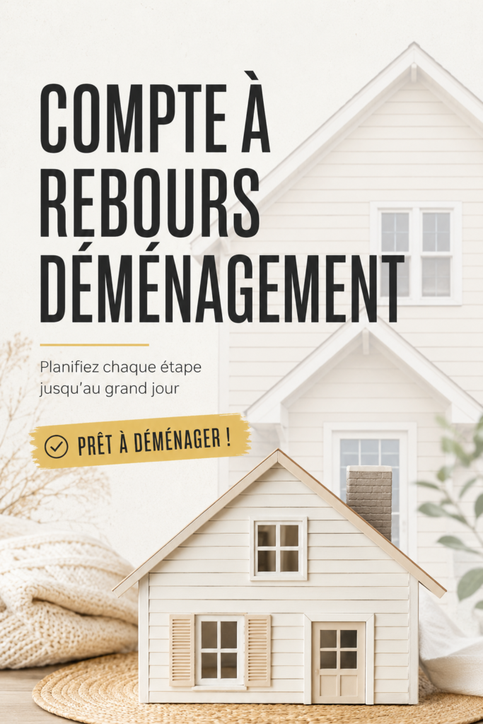 Femme préparant des cartons pour un déménagement, checklist en main, avec une ambiance chaleureuse.