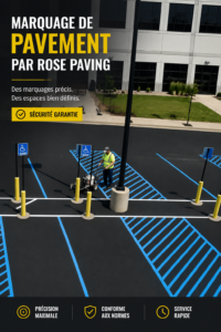 Un aperçu d'un marquage au sol bien conçu sur un parking d'entreprise de transport
