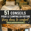 Femme préparant son véhicule pour un camping confortable