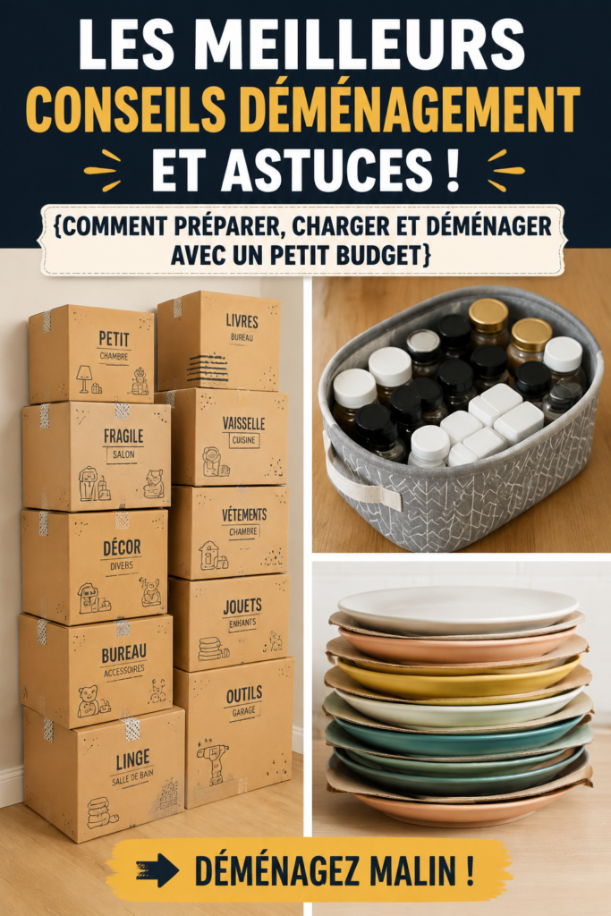 Image représentant une femme en train de préparer des cartons pour un déménagement, illustrant des conseils pratiques.