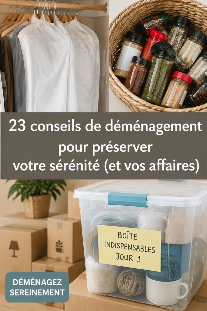 Une femme heureuse s'occupant de ses affaires pendant un déménagement, symbolisant un déménagement serein.