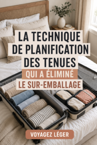 Femme préparant une valise avec des vêtements soigneusement choisis pour éviter le surpoids