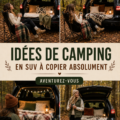 SUV aménagé pour le camping avec un espace confortable pour dormir.