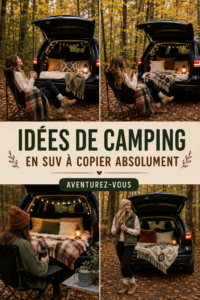 SUV aménagé pour le camping avec un espace confortable pour dormir.