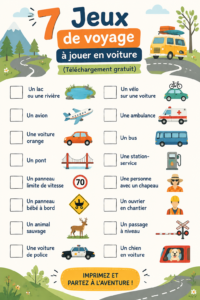 Des enfants jouent à des jeux en voiture pour rendre le trajet amusant.