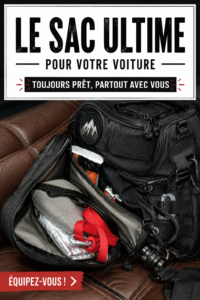 Un kit de secours automobile bien préparé sur le siège avant d'une voiture.