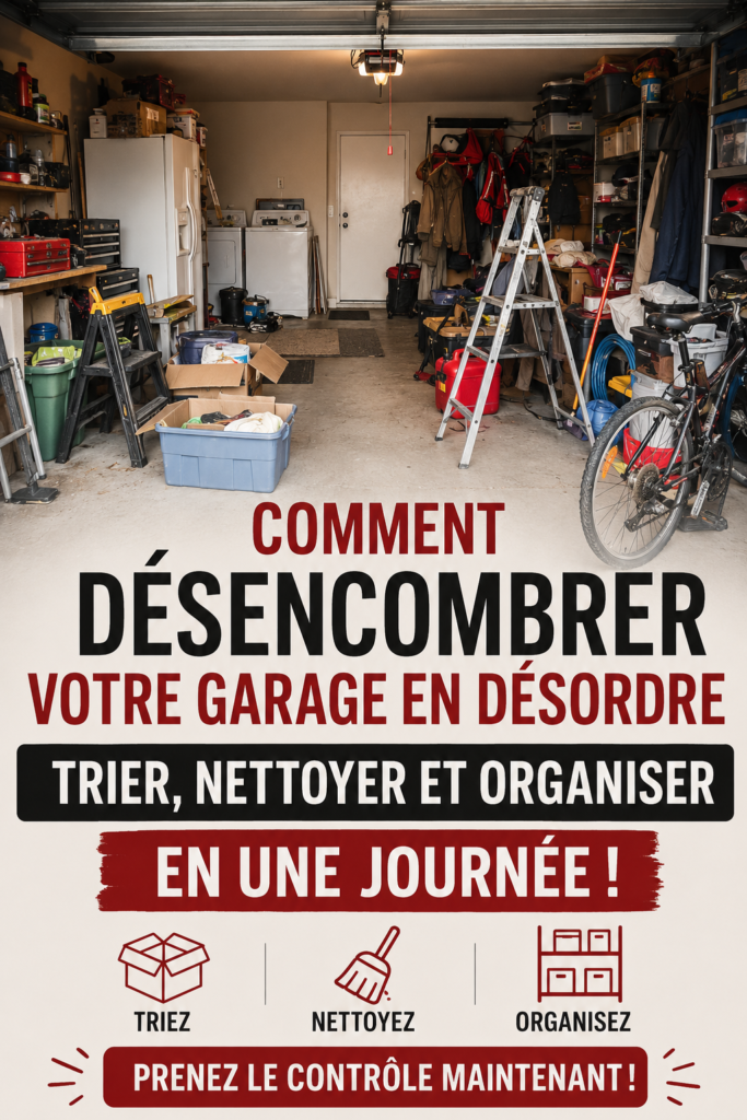 Garage bien organisé après nettoyage