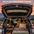 Une Prius aménagée pour le camping avec un intérieur cosy et accueillant.