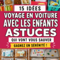 Une famille heureuse en road trip avec des enfants à l'arrière d'une voiture.