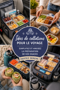 Un assortiment de snacks colorés et sains pour un road trip