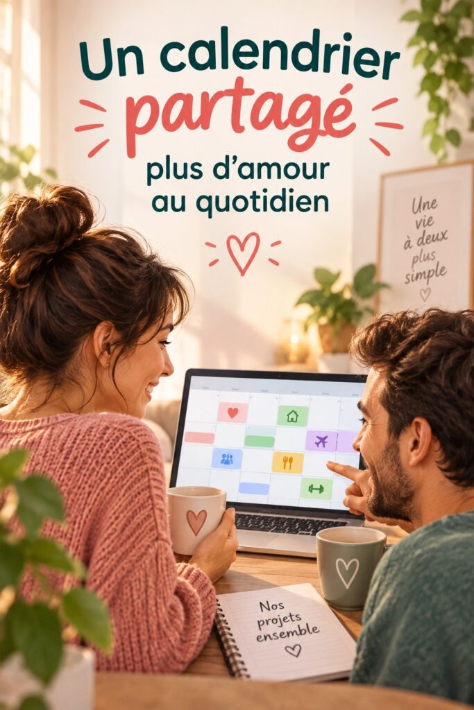 Un couple en train de consulter ensemble un calendrier partagé sur une tablette.