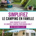 Une mère heureuse préparant son matériel pour le camping en famille.