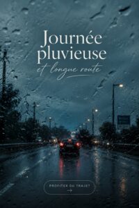 Une femme conduisant son véhicule sur une route pluvieuse en toute sécurité.