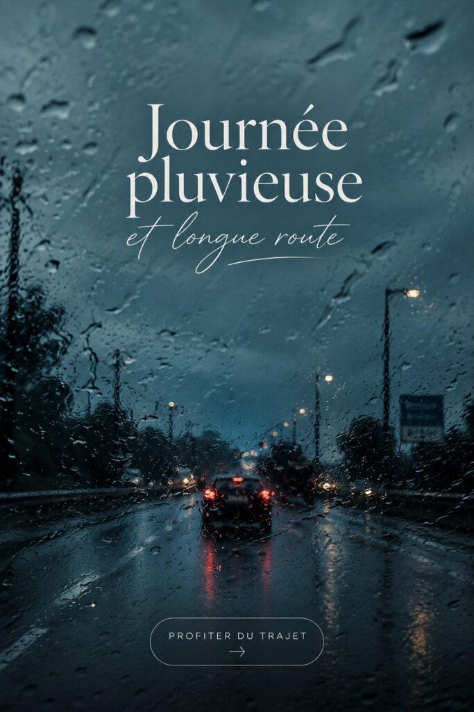 Une femme conduisant son véhicule sur une route pluvieuse en toute sécurité.
