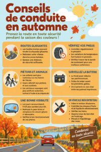 Chauffeur professionnel conduisant en toute sécurité sur une route automnale