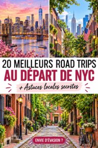 Illustration d'un road trip de New York avec des paysages d'escapades