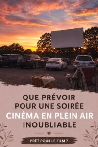 Préparation d'une expérience ciné-parc dans une voiture confortable avec des collations.