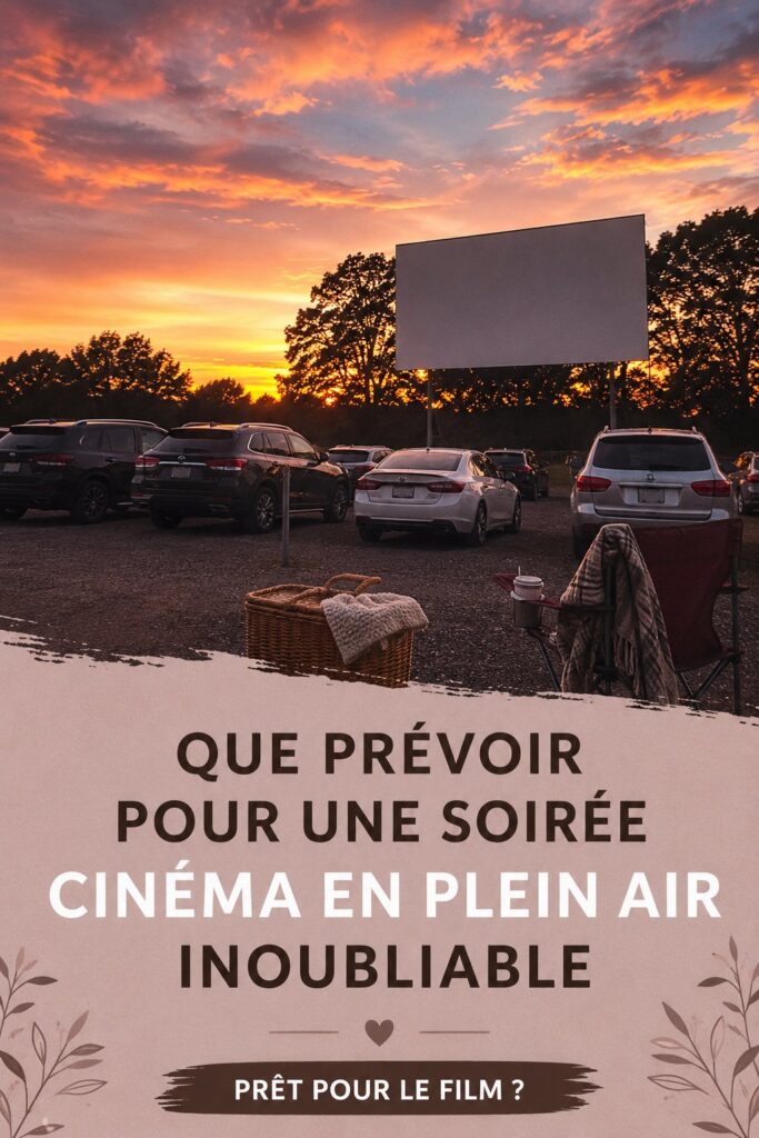 Préparation d'une expérience ciné-parc dans une voiture confortable avec des collations.