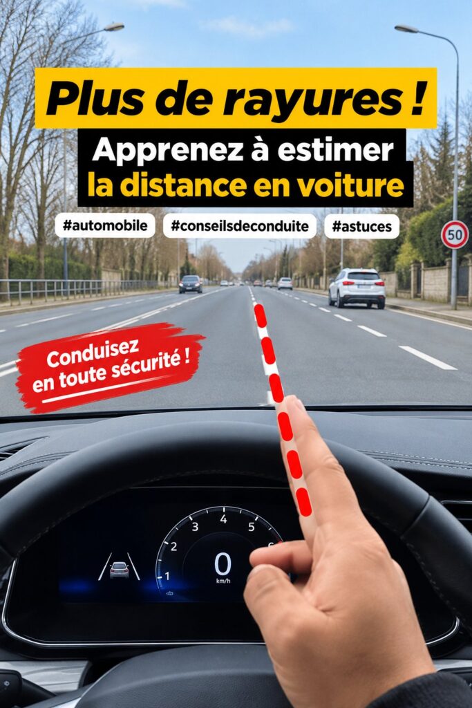 Femme conduisant attentivement, se concentrant sur l'estimation des distances pour éviter les rayures.