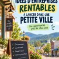 Une femme souriante devant un petit café dans une ville tranquille, symbole de l'entrepreneuriat rural.