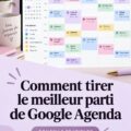 Femme utilisant Google Agenda sur une tablette pour organiser sa semaine de travail.