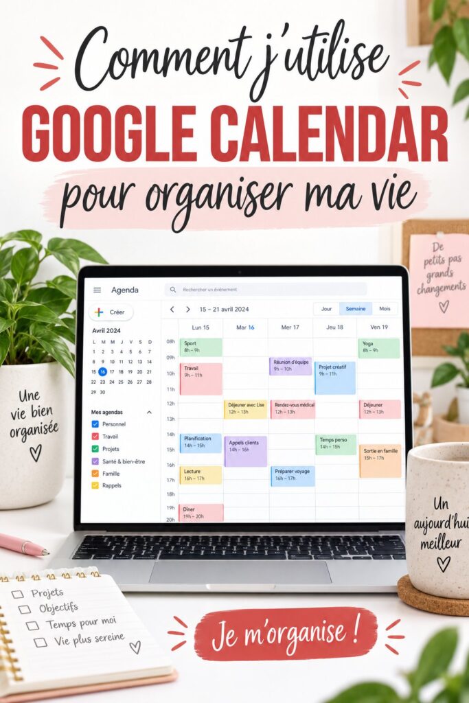 Capture d'écran de Google Calendar avec un emploi du temps de chauffeur professionnel bien organisé.