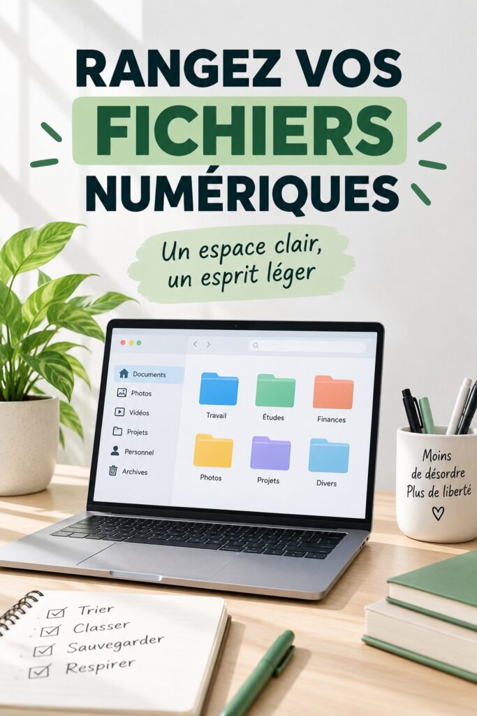 Femme organisant ses fichiers numériques sur un ordinateur