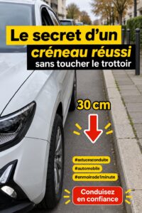 Femme professionnelle se préparant à un stationnement parallèle en milieu urbain.
