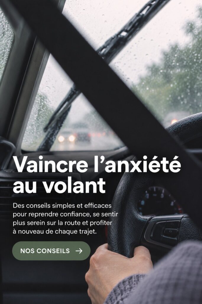 Femme souriante au volant, surmontant son anxiété de conduite
