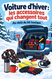 Une voiture équipée pour l'hiver avec des accessoires de sécurité