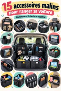 Une voiture bien organisée avec des accessoires pratiques de rangement.