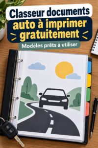 Classeur de documents auto sur un bureau, prêt à être utilisé pour organiser les informations nécessaires.