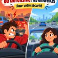 Femme au volant adoptant une conduite défensive.