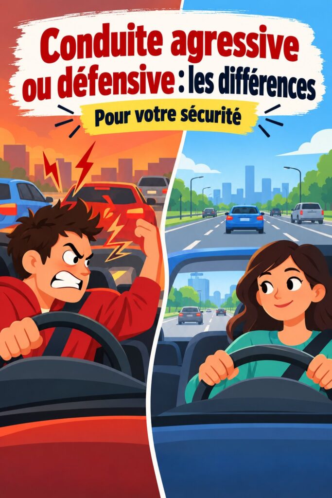 Femme au volant adoptant une conduite défensive.