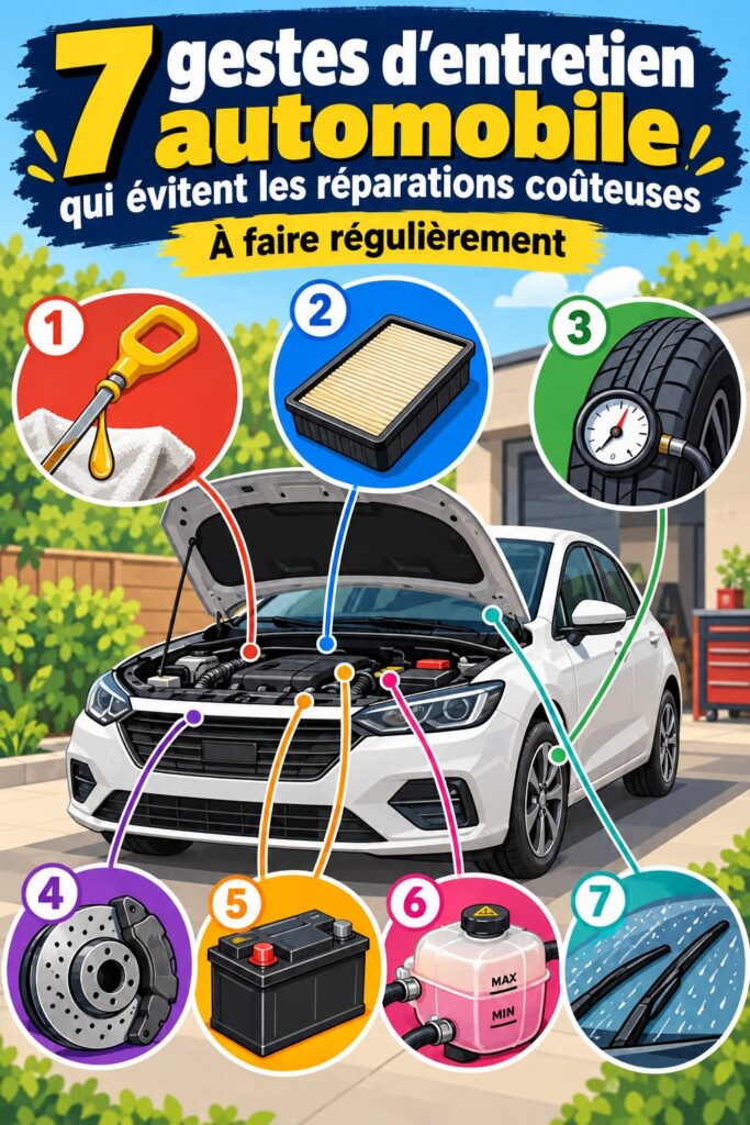 Femme en train de vérifier le niveau d'huile de sa voiture