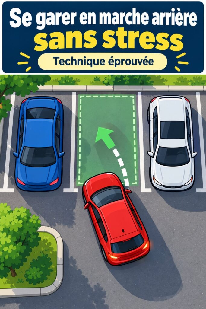 Femme se préparant à se garer en marche arrière dans un stationnement