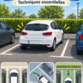 Femme montrant une technique de stationnement efficace avec son véhicule.