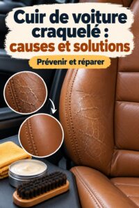 Cuir automobile craqué, montrant des fissures visibles sur le siège.