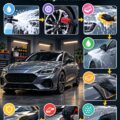Une voiture brillamment détaillée avec un aspect neuf après un detailing automobile