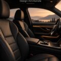 Intérieur automobile noir élégant, illustrant luxe et sophistication