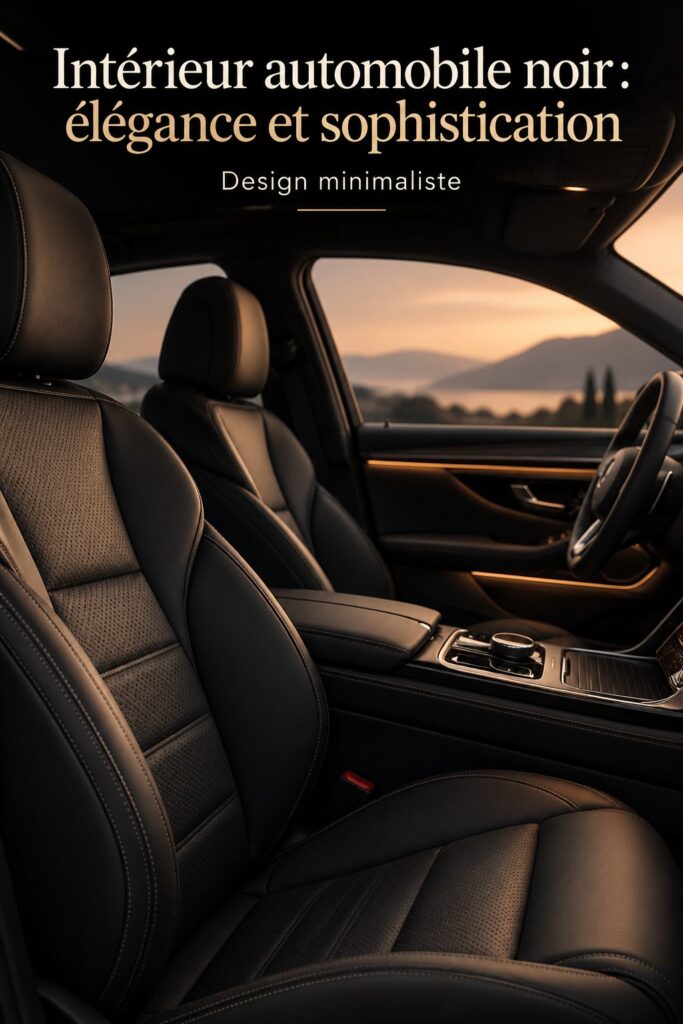 Intérieur automobile noir élégant, illustrant luxe et sophistication