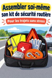 Une femme prépare un kit de sécurité routière dans sa voiture.