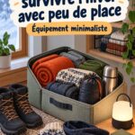 Un kit de survie d'hiver sur une table avec des éléments essentiels pour les conductrices