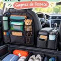 Intérieur de voiture bien organisé avec des accessoires de rangement pratiques.