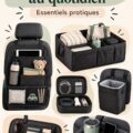 Intérieur de voiture bien organisé et propre avec des accessoires pratiques pour chauffeurs.