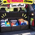 Femme en train d'organiser l'intérieur de sa voiture pour un espace de conduite propre et pratique.