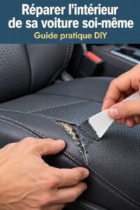 Une femme réparant l'intérieur d'une voiture avec des outils de bricolage